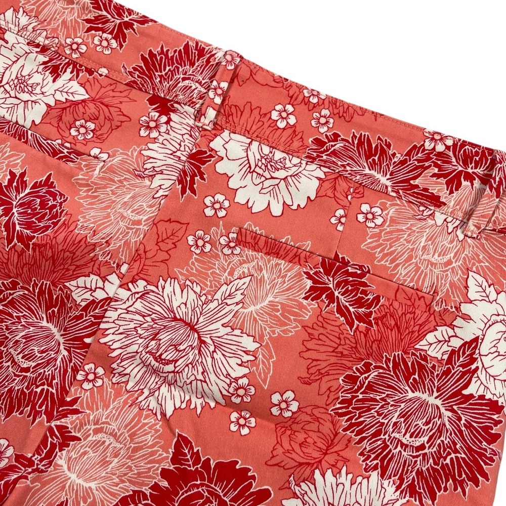 Isaac Mizrahi Shorts 12 Coral Floral Print Cotton Chino 5" Vacation Tropical - Picture 11 of 15